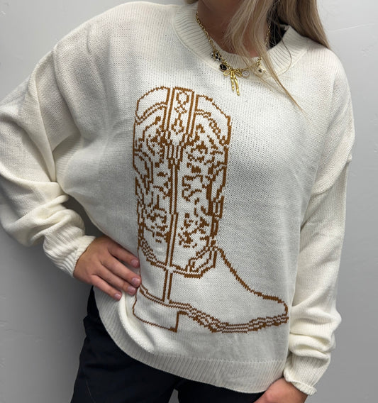 WRANGLER WHITE AMERICANA BOOT CREW SWEATER