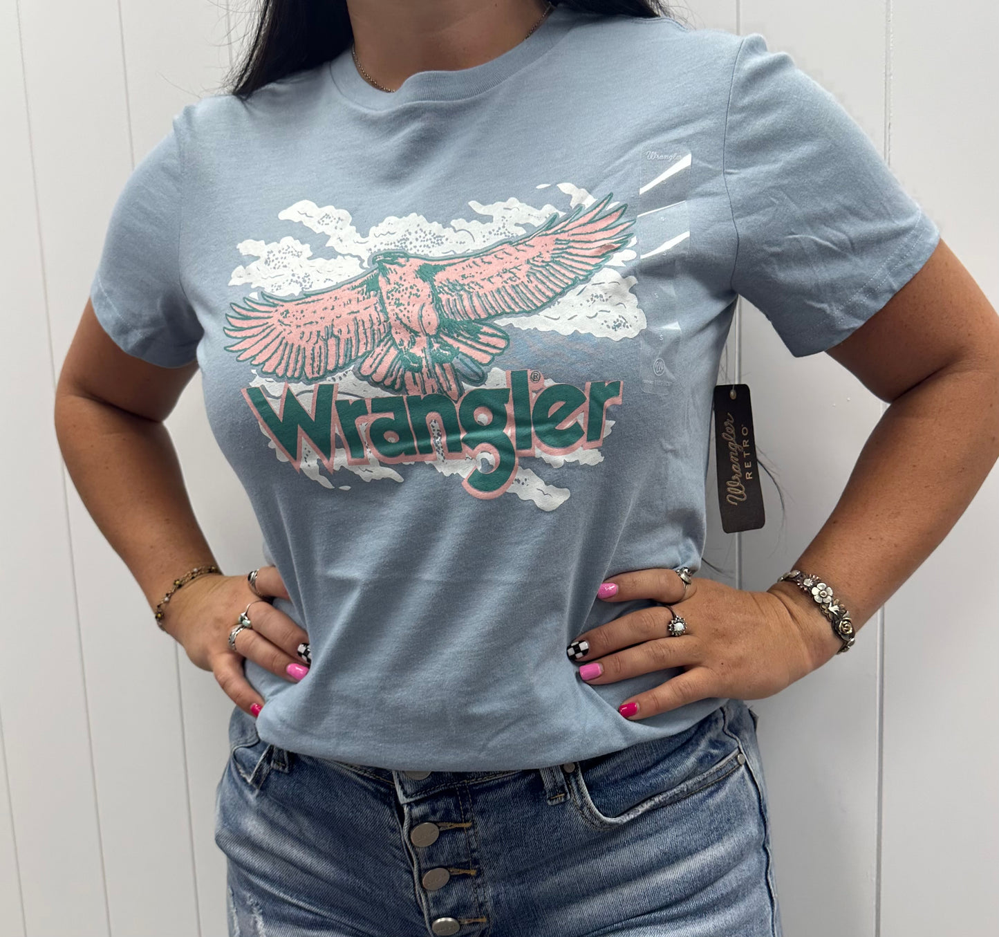 WRANGLER WOMENS ASHLEY BLUE EAGLE TEE