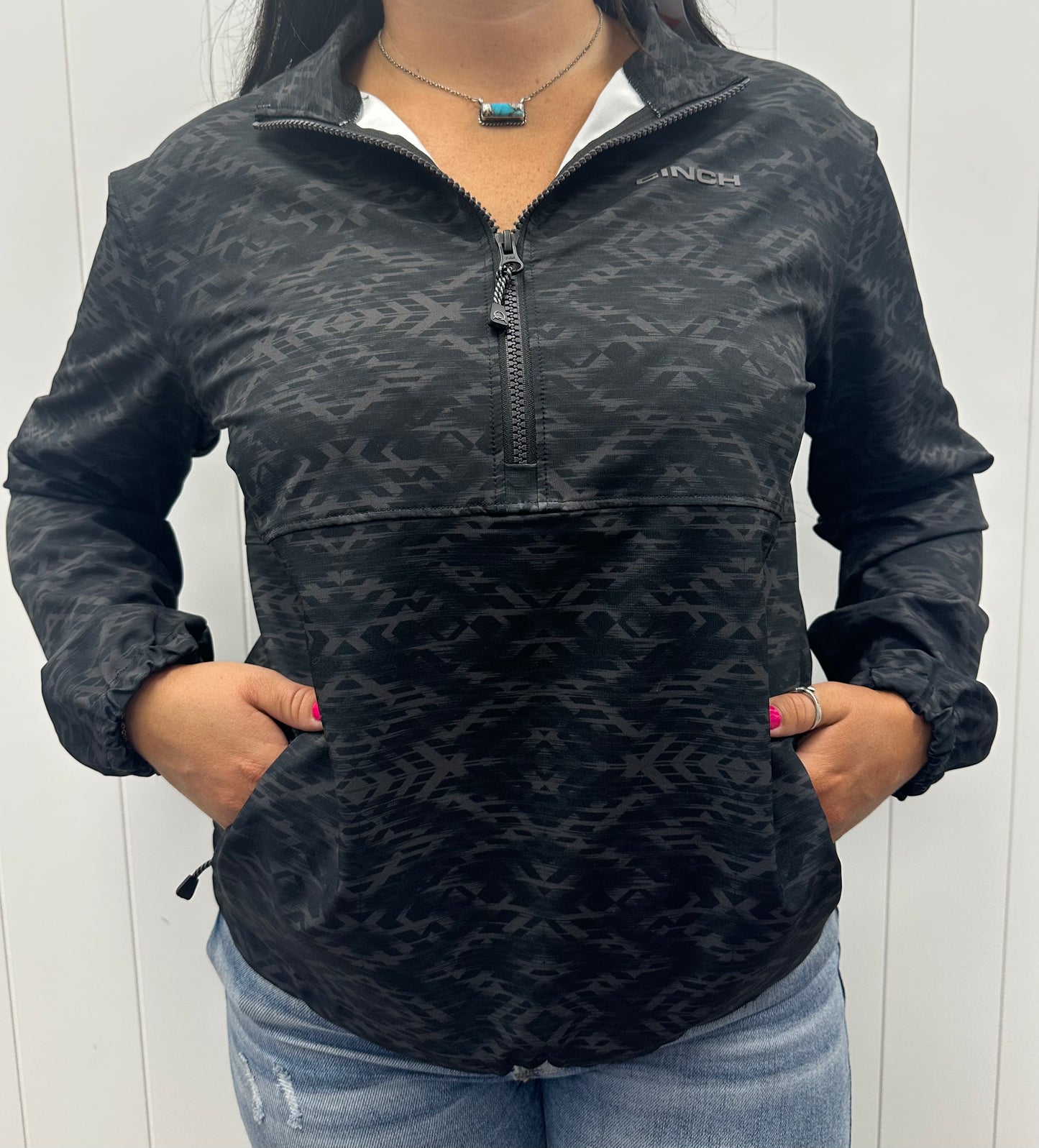 CINCH WOMEN'S BLACK AZTEC 1/2 ZIP PULLOVER