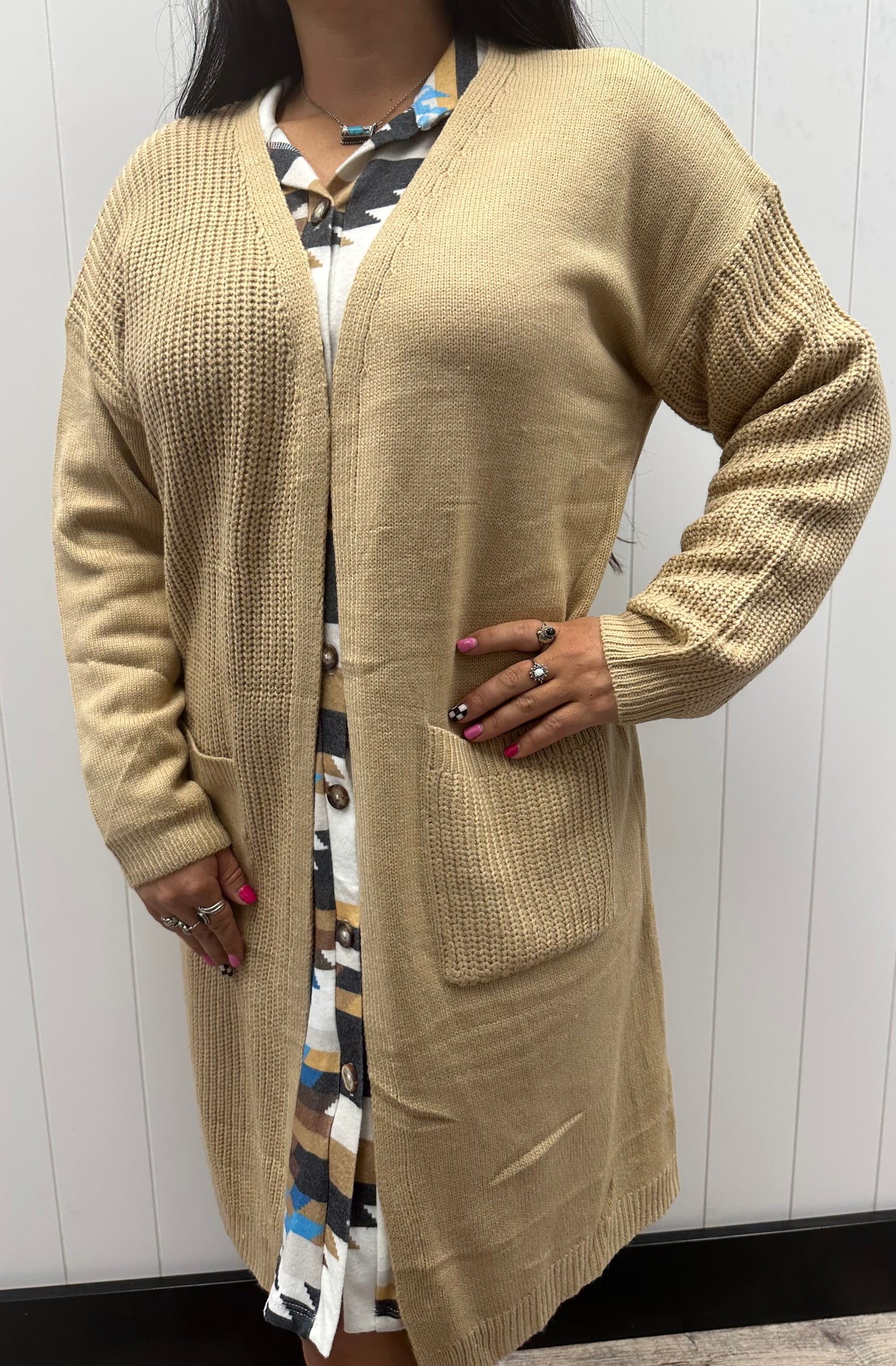 BEIGE KNIT CARDIGAN