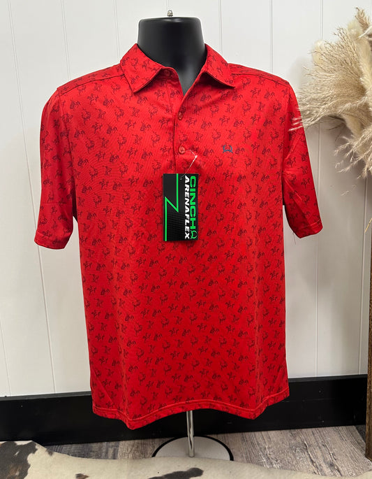 CINCH MENS ARENA FLEX RED POLO