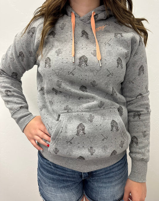 HOOEY WOMENS PLAINS GREY LOGO  HOODIE