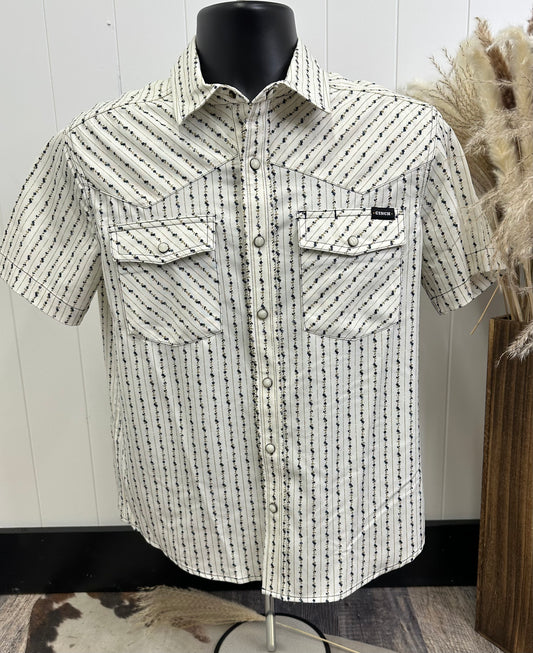 CINCH MEN'S CAMP SHIRT WITH PEARL SNAPS SS