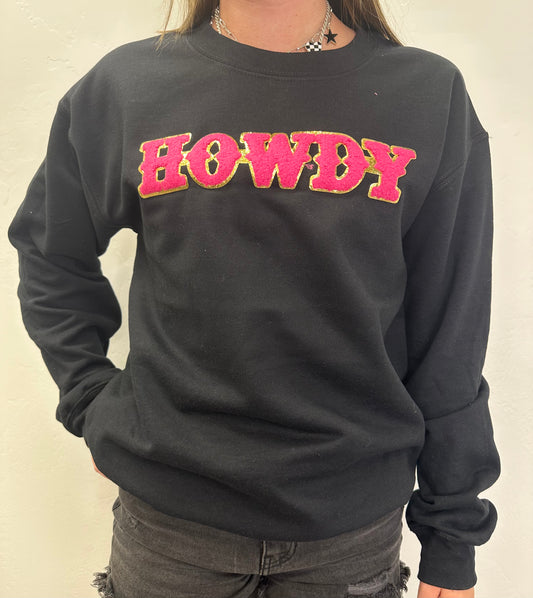 BLACK HOWDY PATCH CREW NECK