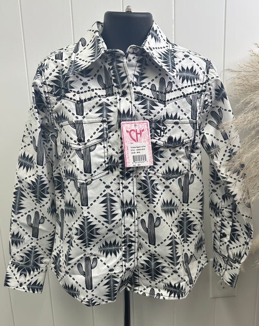 GIRLS AZTEC & CACTUS L/S BUTTON UP