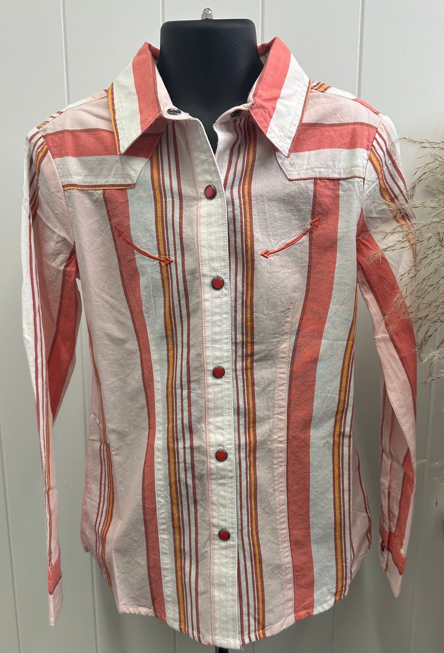 CRUEL GIRLS PINK STRIPED BUTTON UP