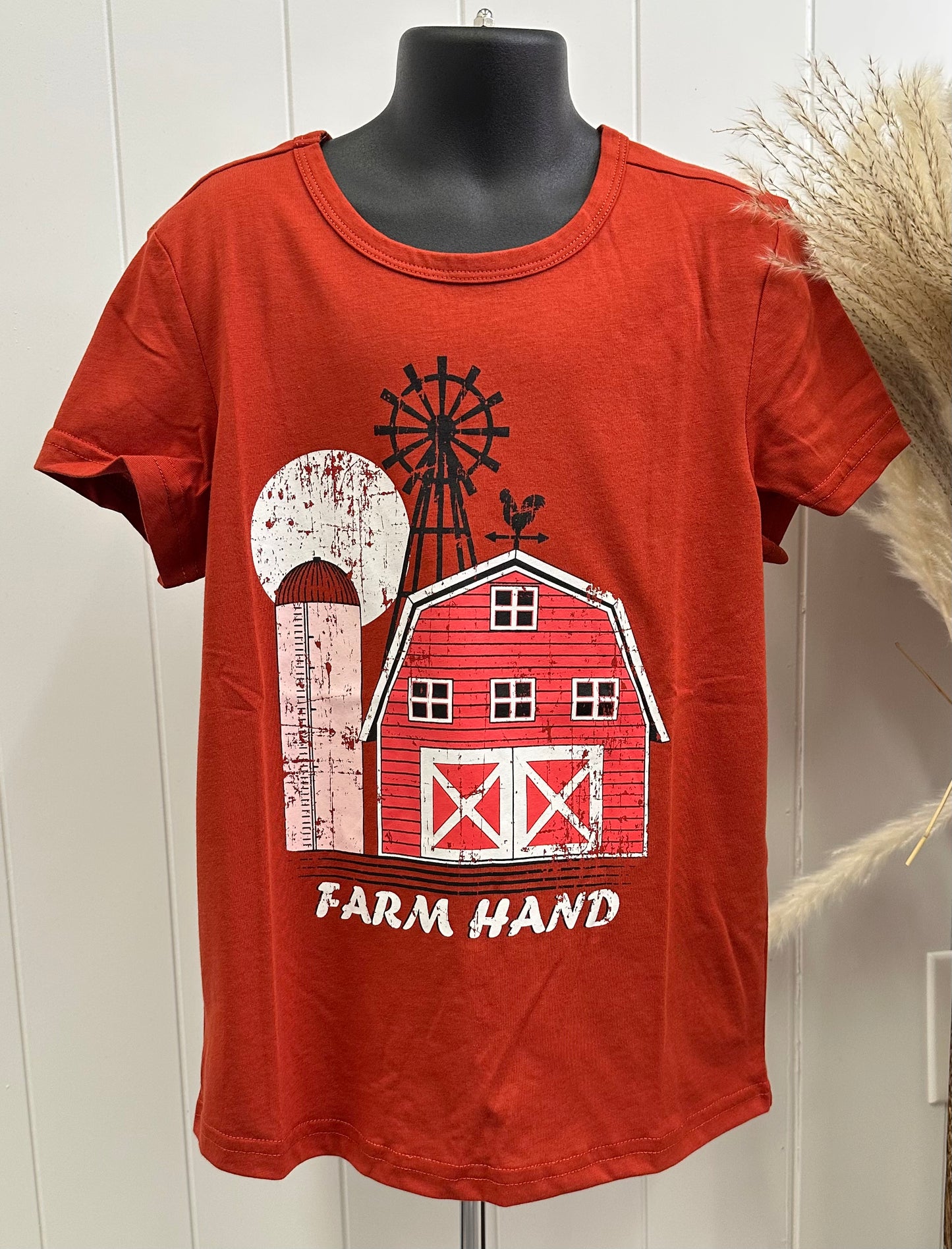 CRUEL GIRLS RED FARM HAND TEE