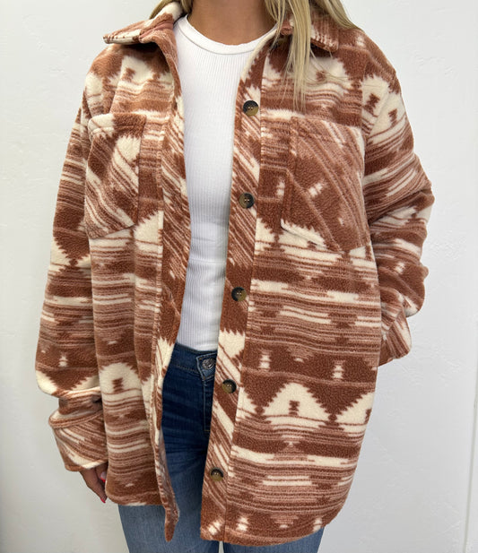 RUST CREAM AZTEC BUTTON JACKET