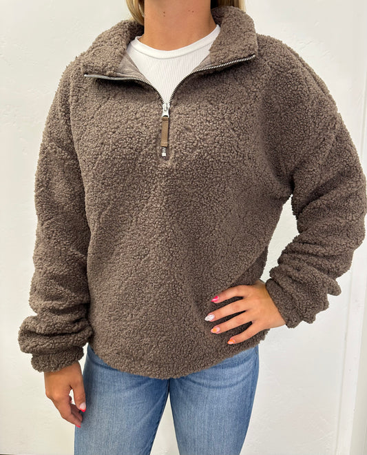 BROWN SHERPA PULLOVER