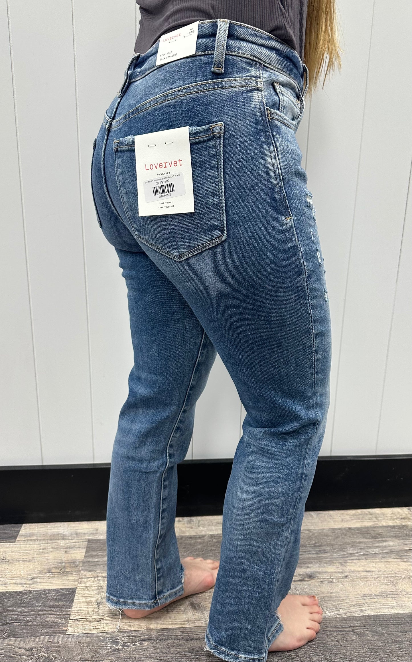 LOVERVET HIGH RISE SLIM STRAIGHT JEANS