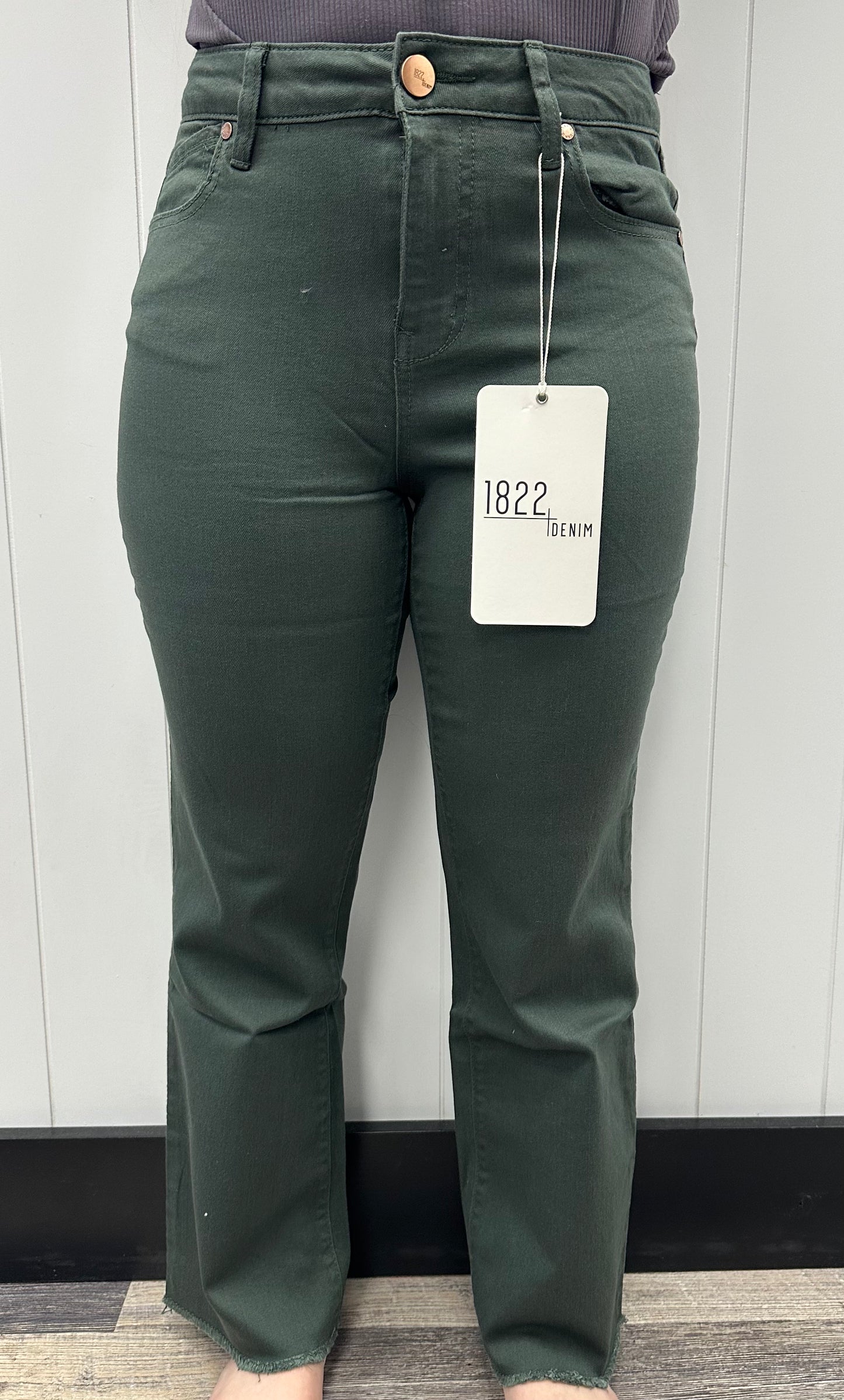 1822 DENIM FOREST GREEN STRAIGHT LEG JEANS